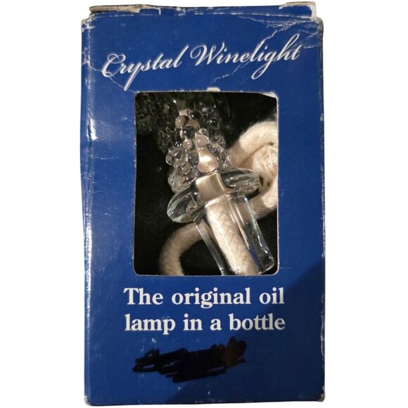 Crystal Winelight Original Oil Lamp In A Bottle With Wick & Leaf Accent - Picture 2 of 8